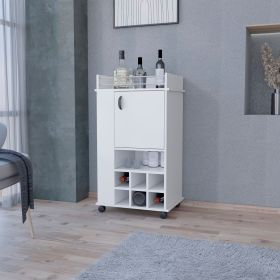 Allandale 1-Door Bar Cart with Wine Rack and Casters White - as Pic