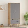 Wardrobe OTTA Brown and Gray 30.1"x20.9"x67.7" Solid Wood Pine - Gray
