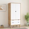 Wardrobe OTTA Brown and White 30.1"x20.9"x67.7" Solid Wood Pine - White
