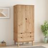 Wardrobe OTTA 30.1"x20.9"x67.7" Solid Wood Pine - Brown