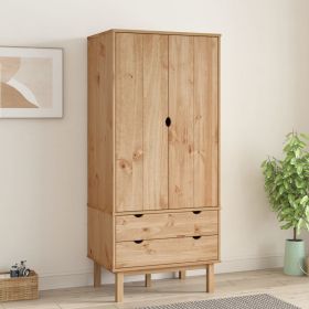 Wardrobe OTTA 30.1"x20.9"x67.7" Solid Wood Pine - Brown