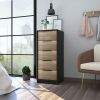 Cannon 5-Drawer Rectangle Dresser Black Wengue and Light Oak - as Pic