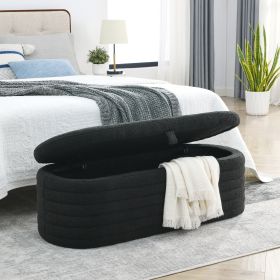 Welike Length 45.5 inchesStorage Ottoman Bench Upholstered Fabric Storage Bench End of Bed Stool, Black teddy