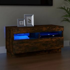 TV Stand with LED Lights Smoked Oak 31.5"x13.8"x15.7" - Brown
