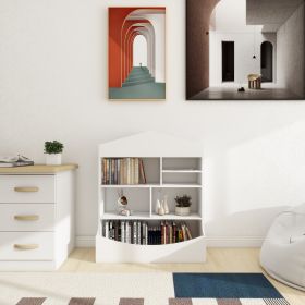 Multi-Functional 7 Shelf Bookcase, Storage Display, Rack, Organizer, White,14.37" D x 31.50" W x39.37" H - as Pic