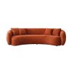102'' 5-Seater Boucle Sofa Modern Sectional Half Moon Leisure Couch Curved Sofa Teddy Fleece Orange - as Pic