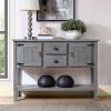 48'' Solid Wood Sideboard Console Table with 2 Drawers and Cabinets and Bottom Shelf, Retro Style Storage Dining Buffet Server Cabinet(Antique Gray)