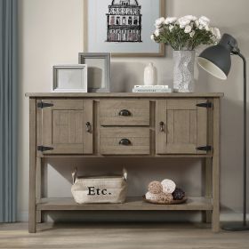 48'' Solid Wood Sideboard Console Table with 2 Drawers and Cabinets and Bottom Shelf, Retro Style Storage Dining Buffet Server Cabinet(Rustic)