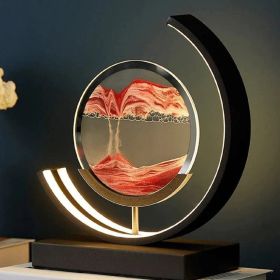 Moving Sand Art Picture with LED;  3D Round Sand Picture Lamp 3 Colors Art Light with Stand Relaxing Desktop Home Decor and Office - lamp