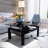 Rectangle Black Glass Coffee Table, Clear Coffee Table,Modern Side Center Tables for Living Room,Living Room Furniture - as Pic