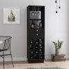 Classic Bar Cabinet; Two Drawers; Twelve Built-in Wine Rack-Black - as Pic