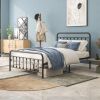 FULL Metal Platform Bed Frame with Headboard, Strong Slat Support, No Box Spring Needed,Easy Assembly BLACK - as Pic