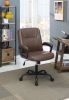 Adjustable Height Office Chair with Padded Armrests, Brown - as Pic