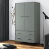 Wardrobe with Metal Legs Gray 35.4"x21.7"x67.9" Solid Wood OSLO - Gray