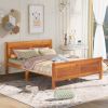 Queen Size Wood Platform Bed with Headboard and Wooden Slat Support (Oak) - as Pic