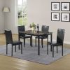 Furniture 5 Piece Metal Dinette Set with Faux Marble Top - Black; dinning set; table&4 chairs - Black