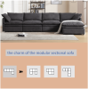 Modern U-shaped Sectional Sofa ,5-seat Sofa ,Sleeper Sofa Couch with Chaise Lounge, Dark Gray