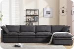 Modern U-shaped Sectional Sofa ,5-seat Sofa ,Sleeper Sofa Couch with Chaise Lounge, Dark Gray