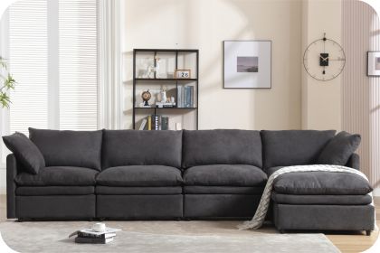 Modern U-shaped Sectional Sofa ,5-seat Sofa ,Sleeper Sofa Couch with Chaise Lounge, Dark Gray