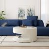 31.5'' Round Coffee Table,Modern Center Table with Storage,Vertical Stripe Design Coffee Table for Living Room,Bedroom(White) - as Pic