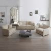 Beige 3 Piece Sofa Set with Arm Pillows and Toss Pillows , Sofa Set Include 2- Piece of Arm Chair and One 2-seat Sofa, Space Saving Casual Sofa Set