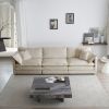 Mid-Century Modern Couch 3-Seater Sofa with 2 Armrest Pillows and 3 Toss Pillows, Couch for Living Room Beige Chenille - as Pic