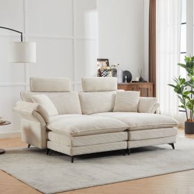 Deep Seat Sectional Sofa, Comfortable Cloud Sofa with Ottomans, loveseat or 4-seater Sofa, 85.8'' (Beige)