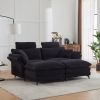 Comfortable Cloud Sofa with Ottomans, loveseat or 4-seater Sofa, 85.8''Modern Corduroy Upholstered Sectional Sofa(Black)