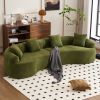 4 Seater Green Sofa with Chenille fabric, 30D ,60 Hardness full sponge,4 pillow for Living Room