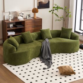 4 Seater Green Sofa with Chenille fabric, 30D ,60 Hardness full sponge,4 pillow for Living Room