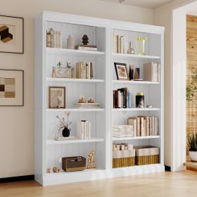 83" Tall Wood Bookcase Suite ,5-Tier Home Decor Bookshelves Suite with Adjustable Shelves,Storage Organizer,White