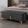 Elegant Upholstered Storage Ottoman,Storage Bench with Metal Legs for Bedroom,Living Room,Fully Assembled Except Legs,Black - as Pic
