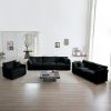 Modern Sofa Couch, 3 Piece Set Extra Deep Seat Sectional Sofa, Oversized Sofa, 3 Seat Sofa, Loveseat and Single Sofa, Black Chenille - as Pic
