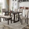 6-Piece Dining Table and Chair Set with Special-shaped Legs and Foam-covered Seat Backs&Cushions for Dining Room - Espresso
