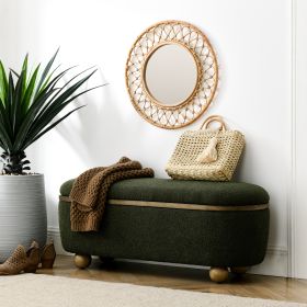 Storage Ottoman Bench, Upholstered End of Bed Ottoman Bench with Storage and Seating, Large Blanket Storage Bench, Dark green - as Pic