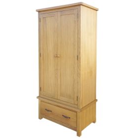 Wardrobe with 1 Drawer 35.4"x20.5"x72" Solid Oak Wood - Brown