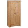 Wardrobe 31.5"x19.7"x67.5" Solid Pine Panama Range - Brown