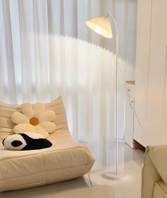 Minimalist floor lamp with pleated lampshade 3000K Reading Lamp for Bedroom Living Room - white