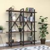 Cunda 5 Tier Bookcase, Metal Frame Wood Base Bookshelf, Walnut - as Pic