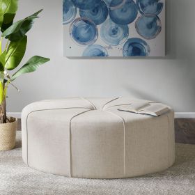 48" Ottoman,Polyester Fabric Large Cocktail Ottoman Modern Style For Living Room, Cream - as Pic
