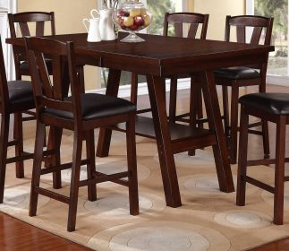 Dining Table Rectangle Dining Table w Shelve 1pc Counter Height Table Only Rubber wood Dark Walnut Finish Dining Room Furniture - as Pic