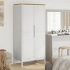 Wardrobe FLORO White 30.3"x20.9"x67.3" Solid Wood Pine - White
