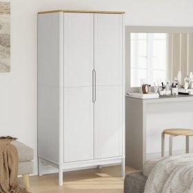 Wardrobe FLORO White 30.3"x20.9"x67.3" Solid Wood Pine - White