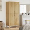 Wardrobe FLORO Wax Brown 30.3"x20.9"x67.3" Solid Wood Pine - Brown