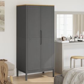 Wardrobe FLORO Gray 30.3"x20.9"x67.3" Solid Wood Pine - Gray