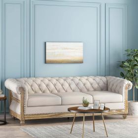 Mirod Comfy 3-Seat Sofa with Wooden Legs, Retro Style for Living Room - as Pic