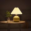 Pottery ceramics table lamp pleated lampshade bedside lamp ambient night light - one-size
