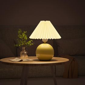 Pottery ceramics table lamp pleated lampshade bedside lamp ambient night light - one-size