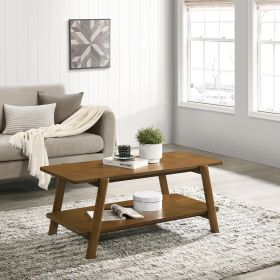 Metz Mid-Century Modern Wood Shelf Coffee Table, Walnut Finish - as Pic