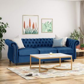 Classic 3-Seater Velvet Sofa in Navy Blue, Offering Timeless Elegance and Luxurious Comfort for Your Living Space